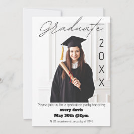 Convite de Graduação Simples com Foto Branco 20XX