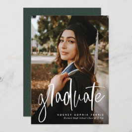Convite de graduação vertical verde do formando de
