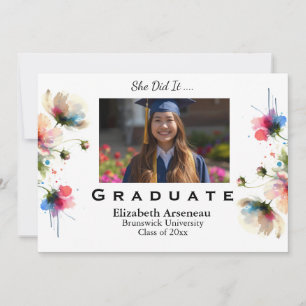 Convite de Gradução Floral com Foto Personalizado