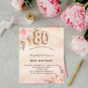 convite de grama de pampas rosa de 80 anos de idad