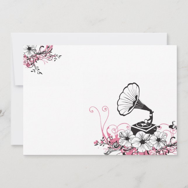 Convite de gramofone vintage (Frente)