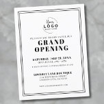 Convite de grande abertura para empresas de logoti<br><div class="desc">Um convite elegante e minimalista projetado para uma grande abertura de negócios, lançamento de produtos ou evento de marca. O layout apresenta um plano de fundo branco limpo com tipografia serif clássica preta, combinando estilos de fonte simples e chave para uma aparência profissional e eterno. Um simples quadro de linha...</div>
