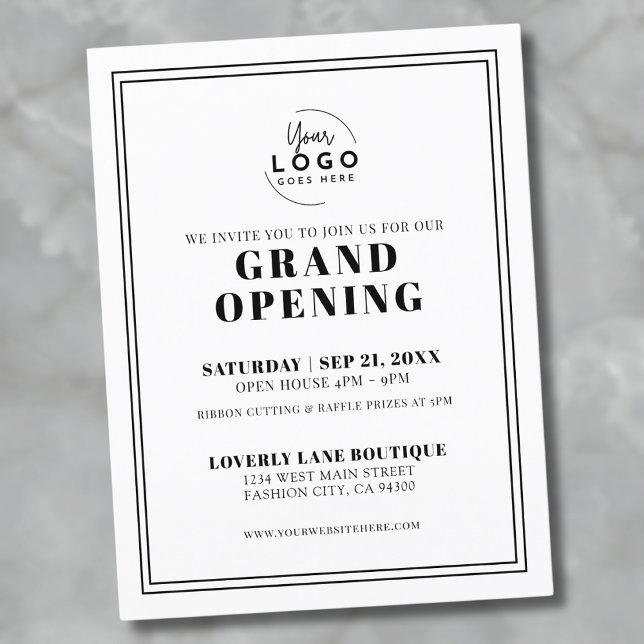 Convite de grande abertura para empresas de logoti (Simple Logo Business Grand Opening Invitation Postcard)