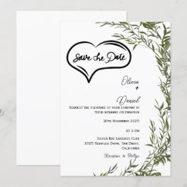 Convite de Greenery Rustic Save The Date