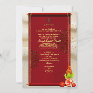 Convite de Grihapravesh para Inauguração de Casa H