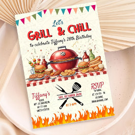 Convite De Grill E Chill, Aniversário De Churrasco