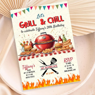 Convite De Grill E Chill, Aniversário De Churrasco