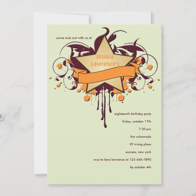 Convite de Grunge Estrela (Frente)