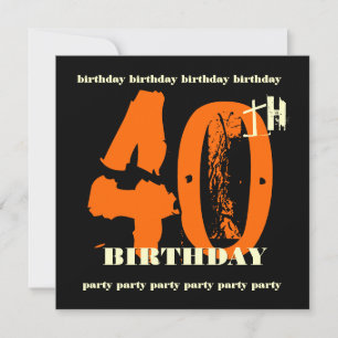 Convite de Grunge Laranja de aniversário de 40 an