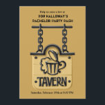 Convite de Grupo de Sinal de Tavern<br><div class="desc">Um convite do "homem" excelente com uma placa de taverna com uma caneca de cerveja. O fundo é ouro escuro e o sinal é um ouro mais claro e pendura de uma grossa cadeia preta. Perfeito para qualquer celebração masculina. O convite é fácil de personalizar com sua redação, fonte, cor...</div>