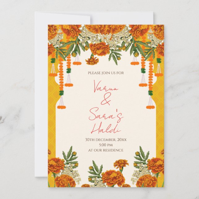 Convite de Haldi de casamento Convites digitais de (Frente)