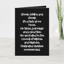 Convite de Halloween, cartão de cumprimentos dobra