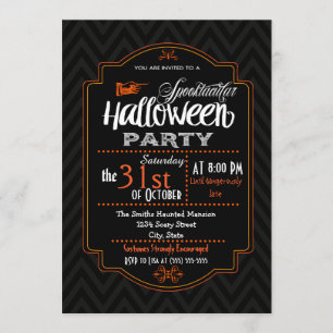 Convite de Halloween Chevron & Tipografia