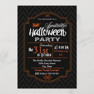 Convite de Halloween Chevron & Tipografia