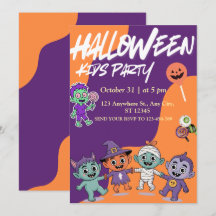 Convite de Halloween Colorido para Crianças com Mo