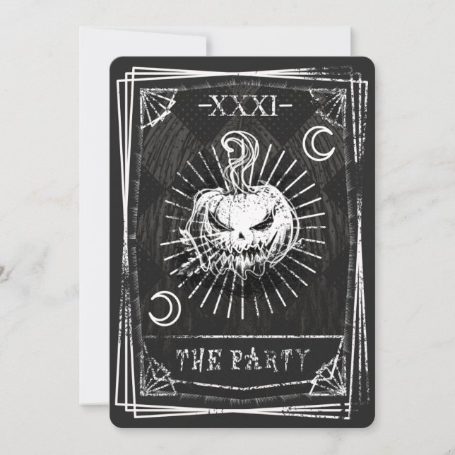 Convite de Halloween com cartas de tarot (Frente)