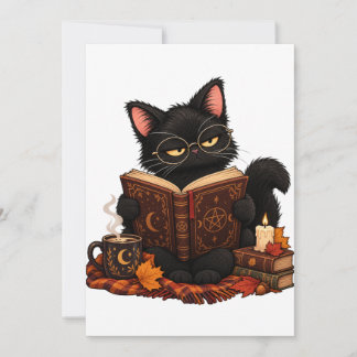 Convite de Halloween com Gato Preto Espantoso Lend