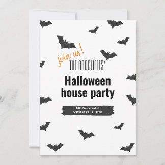 Convite de Halloween com morcegos