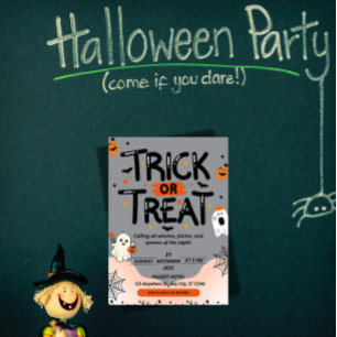 Convite de Halloween com Texto Chinês Misterioso