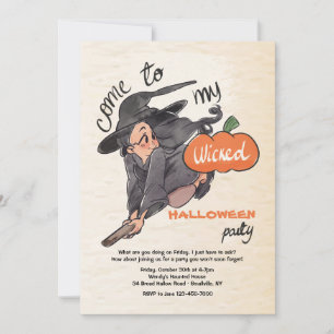 Convite de Halloween da Bruxinha Malvada