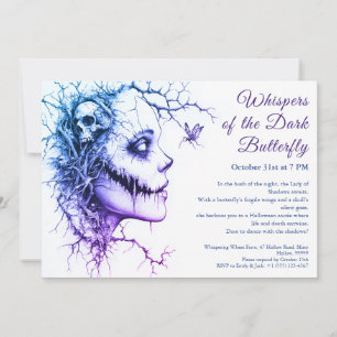 Convite de Halloween Dark Lady – Borboleta & Cavei