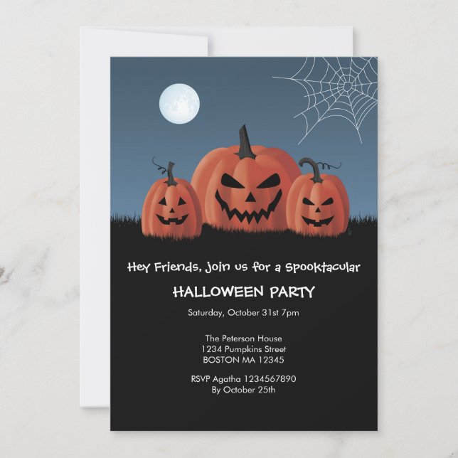 Convite de Halloween de Abóboras (Frente)
