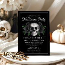 Convite de Halloween de Caveira Floral Gótica Pret