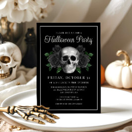 Convite de Halloween de Caveira Floral Gótica Pret