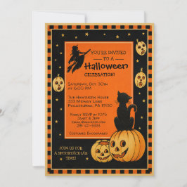 Convite de Halloween de Estilo Retro Personalizáve