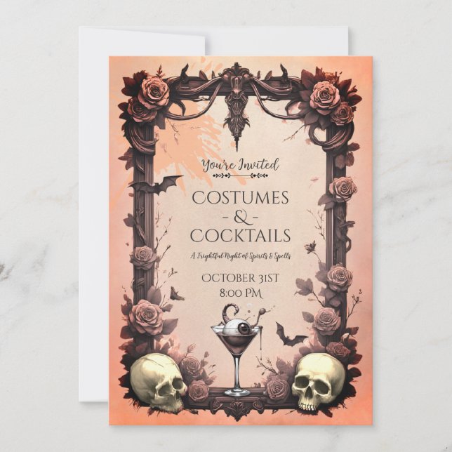 Convite de Halloween de Fantasias Góticas e Coquet (Frente)