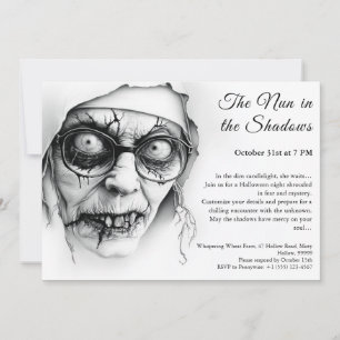 Convite de Halloween de Freira Assustadora Religiã