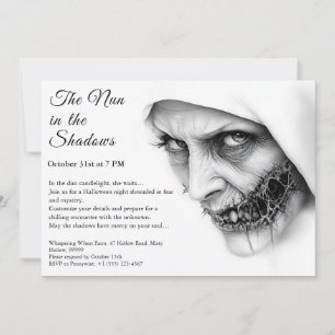Convite de Halloween de Freira Assustadora Religiã
