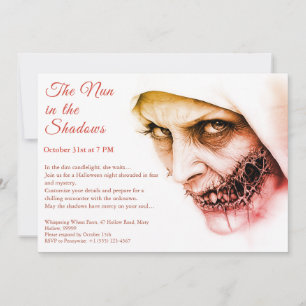 Convite de Halloween de Freira Assustadora Religiã