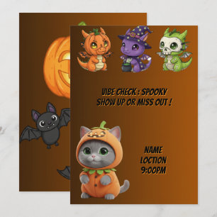 Convite de Halloween de Gato de Abóbora de Dragões