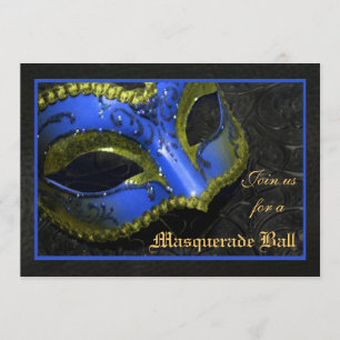 Convite de Halloween de Mascarada de Máscara Azul