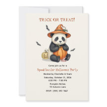 Convite de Halloween de Panda Abobora Fofa