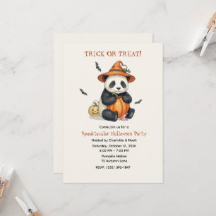 Convite de Halloween de Panda Abobora Fofa