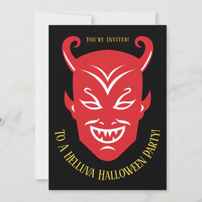 Convite de Halloween do Diabo Vintage (Frente)