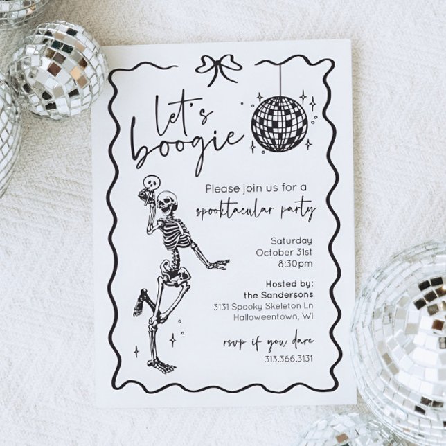 Convite de Halloween do Esqueleto Let's Boogie (Let's Boogie Skeleton Halloween Invitation)