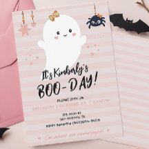 Convite de Halloween do Fantasma Kawaii BOOday