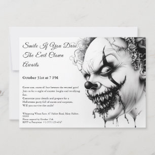 Convite de Halloween do Palhaço Mau – Sorriso Sini