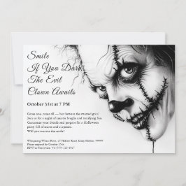 Convite de Halloween do Palhaço Mau – Sorriso Sini