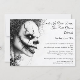 Convite de Halloween do Palhaço Mau – Sorriso Sini