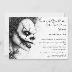 Convite de Halloween do Palhaço Mau – Sorriso Sini
