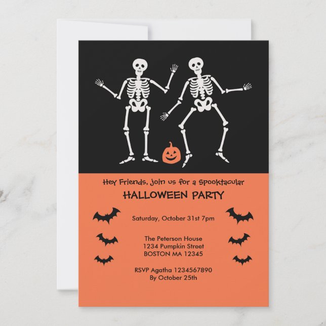 Convite de Halloween dos Esqueletos (Frente)