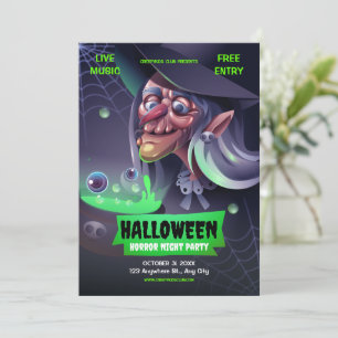Convite de Halloween Editável, Noite de Terror de