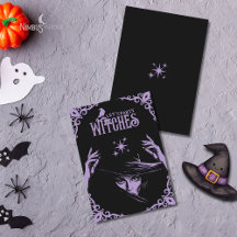 Convite de Halloween Elegante Lavanda Bruxa