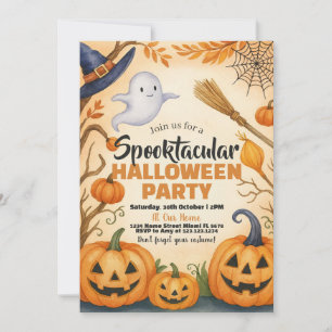 Convite de Halloween   Fantasmas e cemitério assom