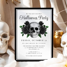 Convite de Halloween Floral Craniano Gótico
