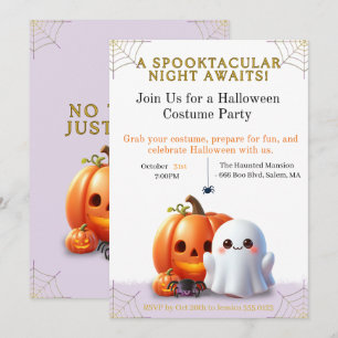 Convite de Halloween Fofo, Crianças Assustadoramen